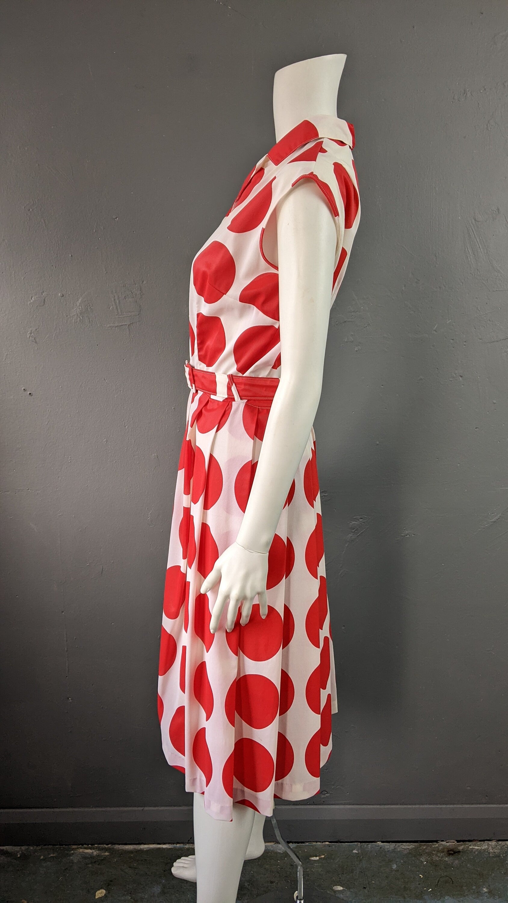 80s Large Polka Dot Sleeveless Summer Dress Size Small