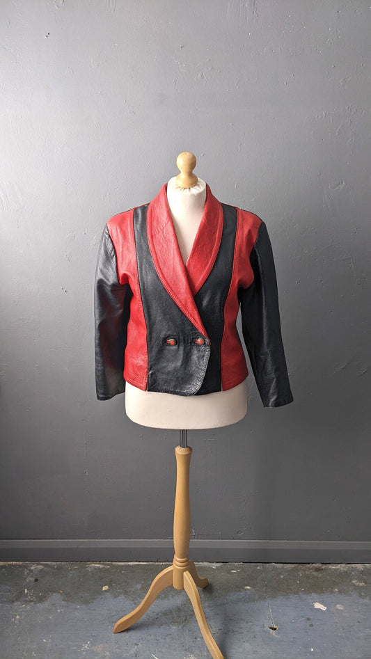 80s Glitter Leather Jacket, Retro Rock Chic, Size Large