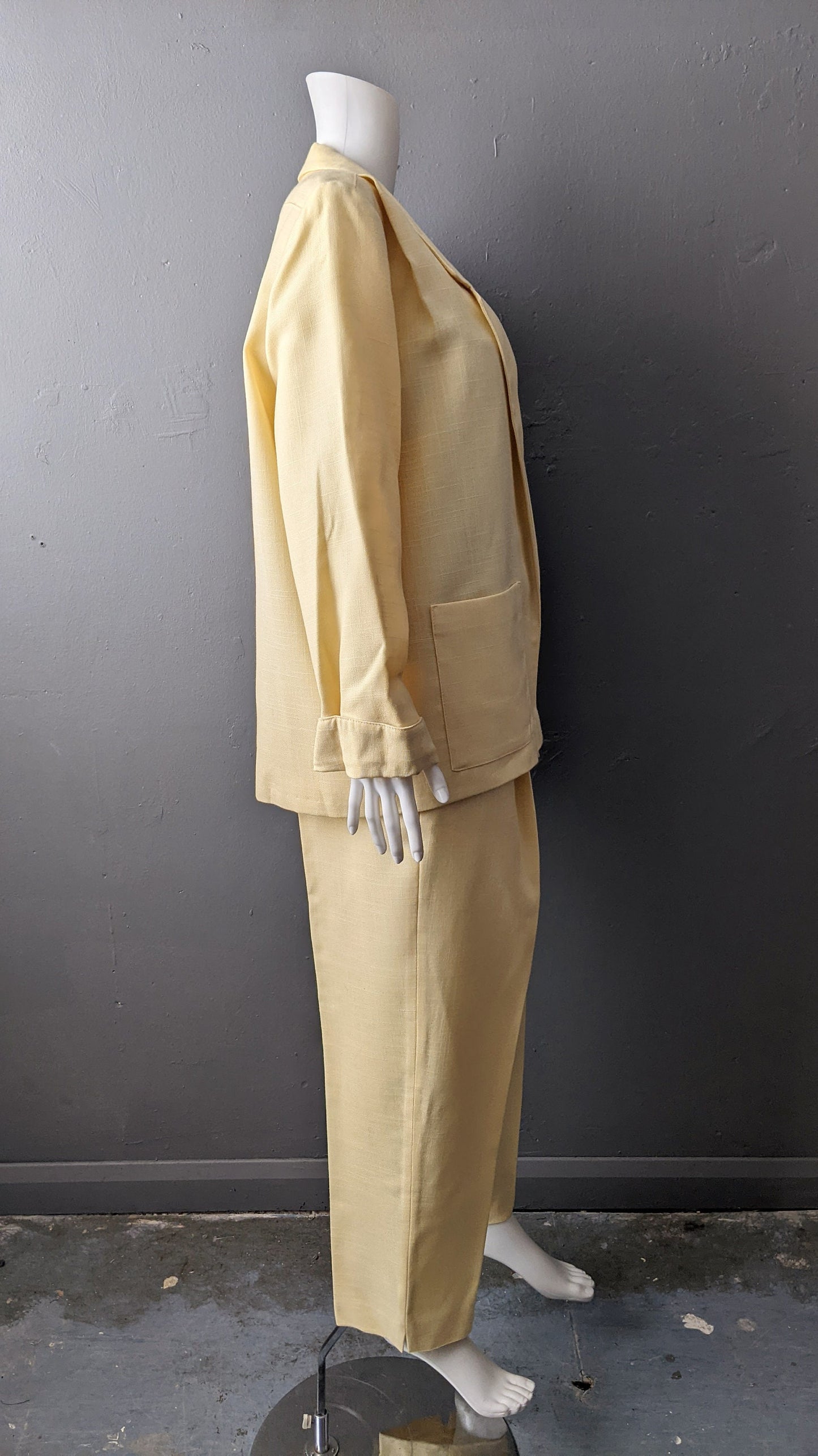 80s Lemon Pastel Leisure Suit, NOS Plus Size Vintage Clothing XL