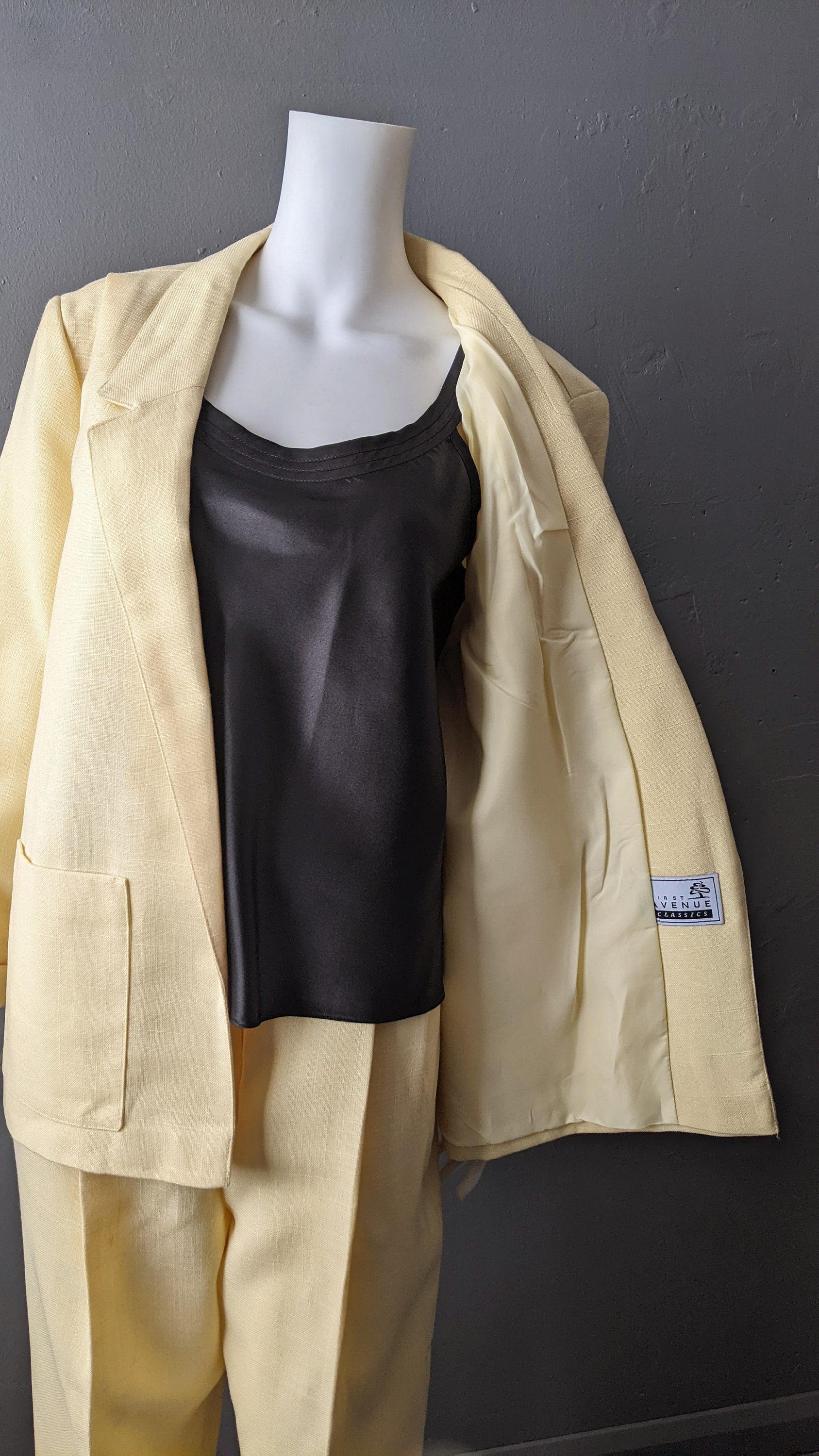 80s Lemon Pastel Leisure Suit, NOS Plus Size Vintage Clothing XL
