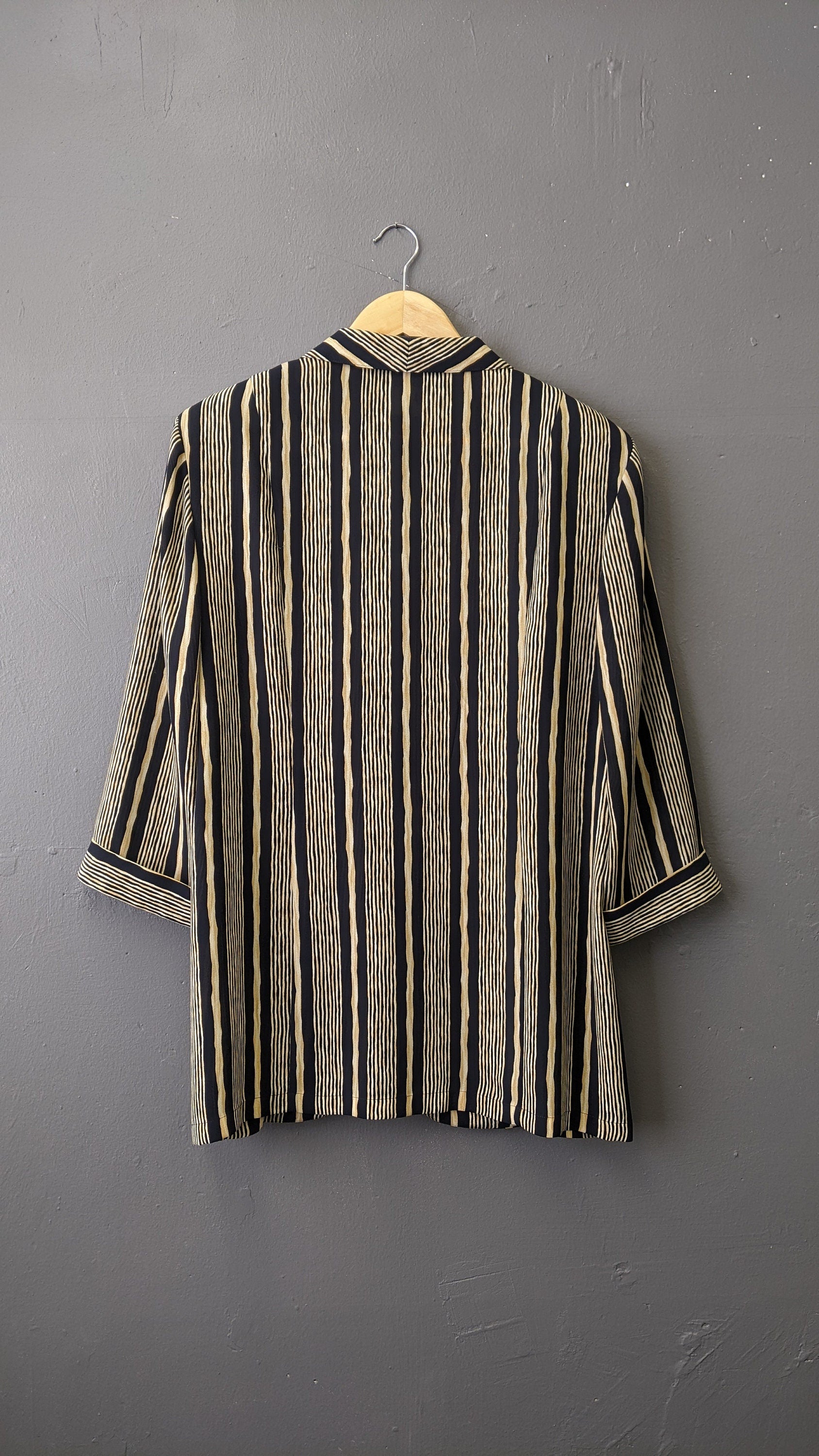 80s Vertical Striped Blazer, Lightweight Summer Jacket, Plus Size XL