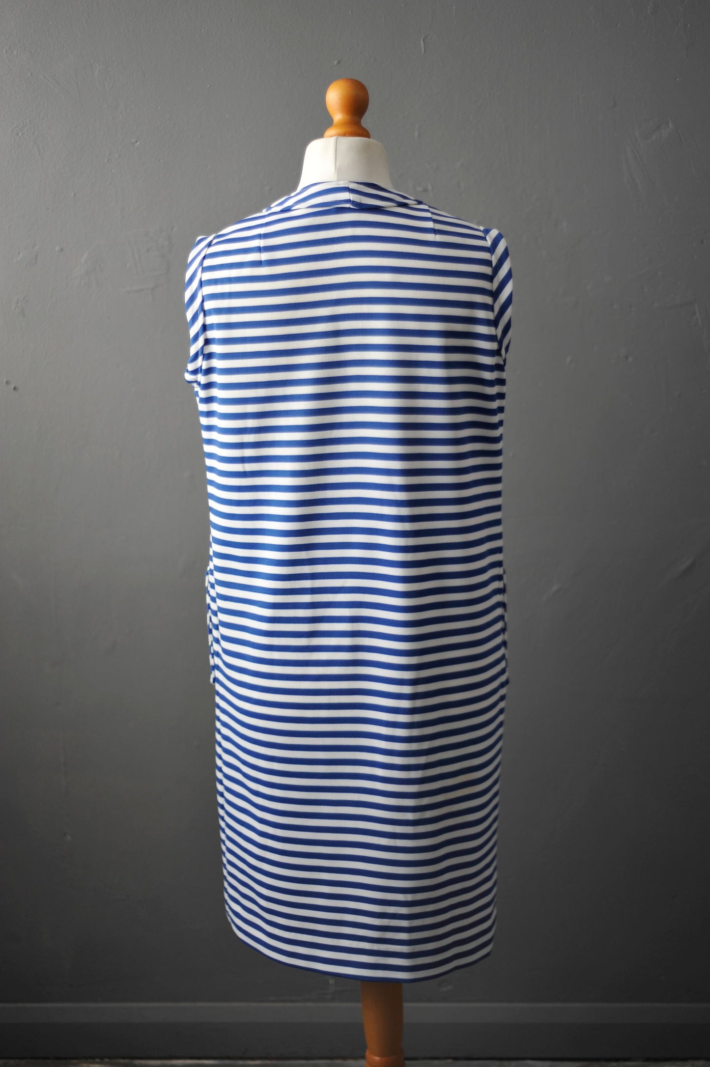 70s Nautical Stripes Dress, Sleeveless Summer Plus Size Vintage