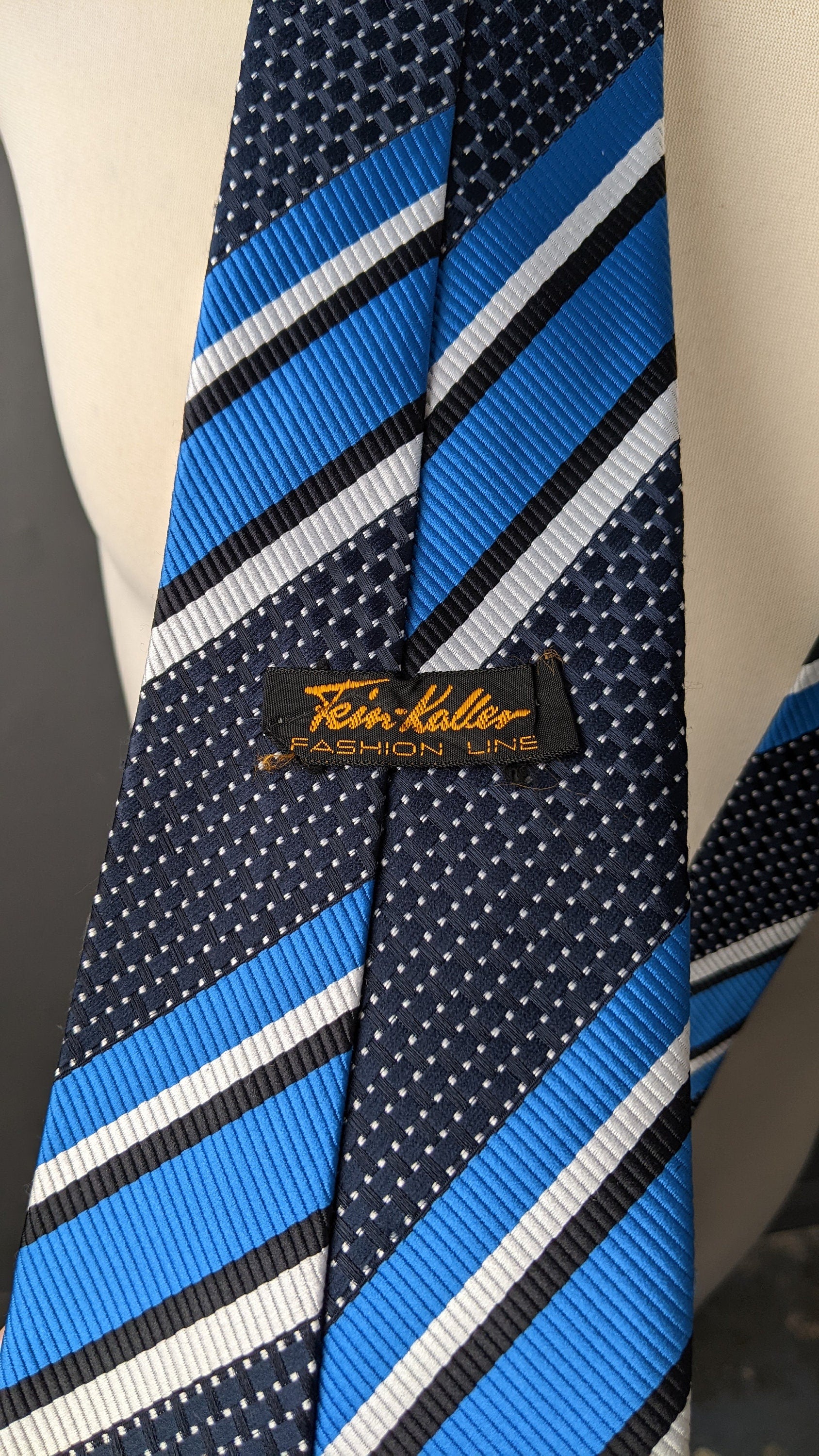 70s Extra Wide Kipper Tie, Dotty Diagonal Stripe Necktie