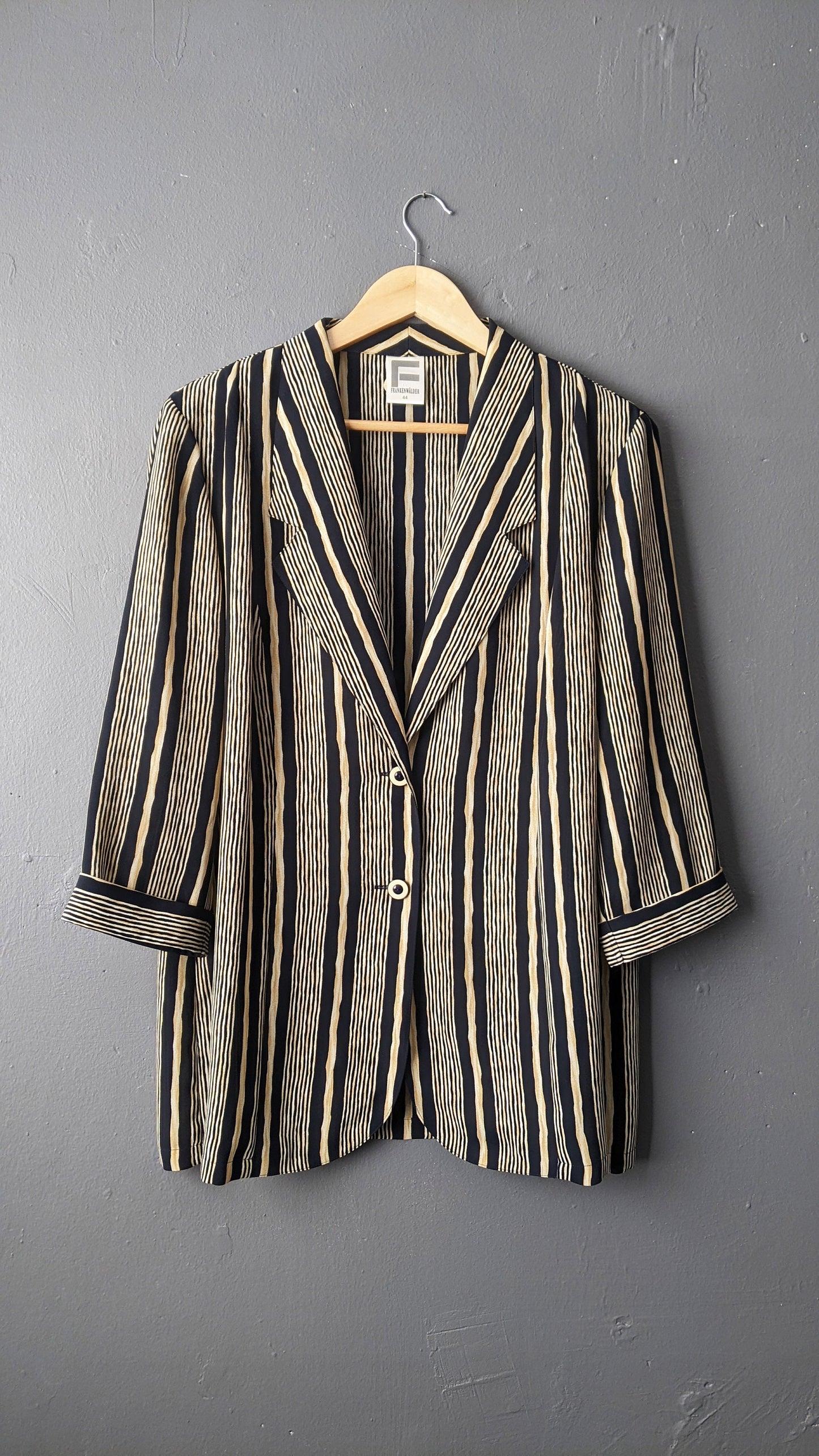 80s Vertical Striped Blazer, Lightweight Summer Jacket, Plus Size XL