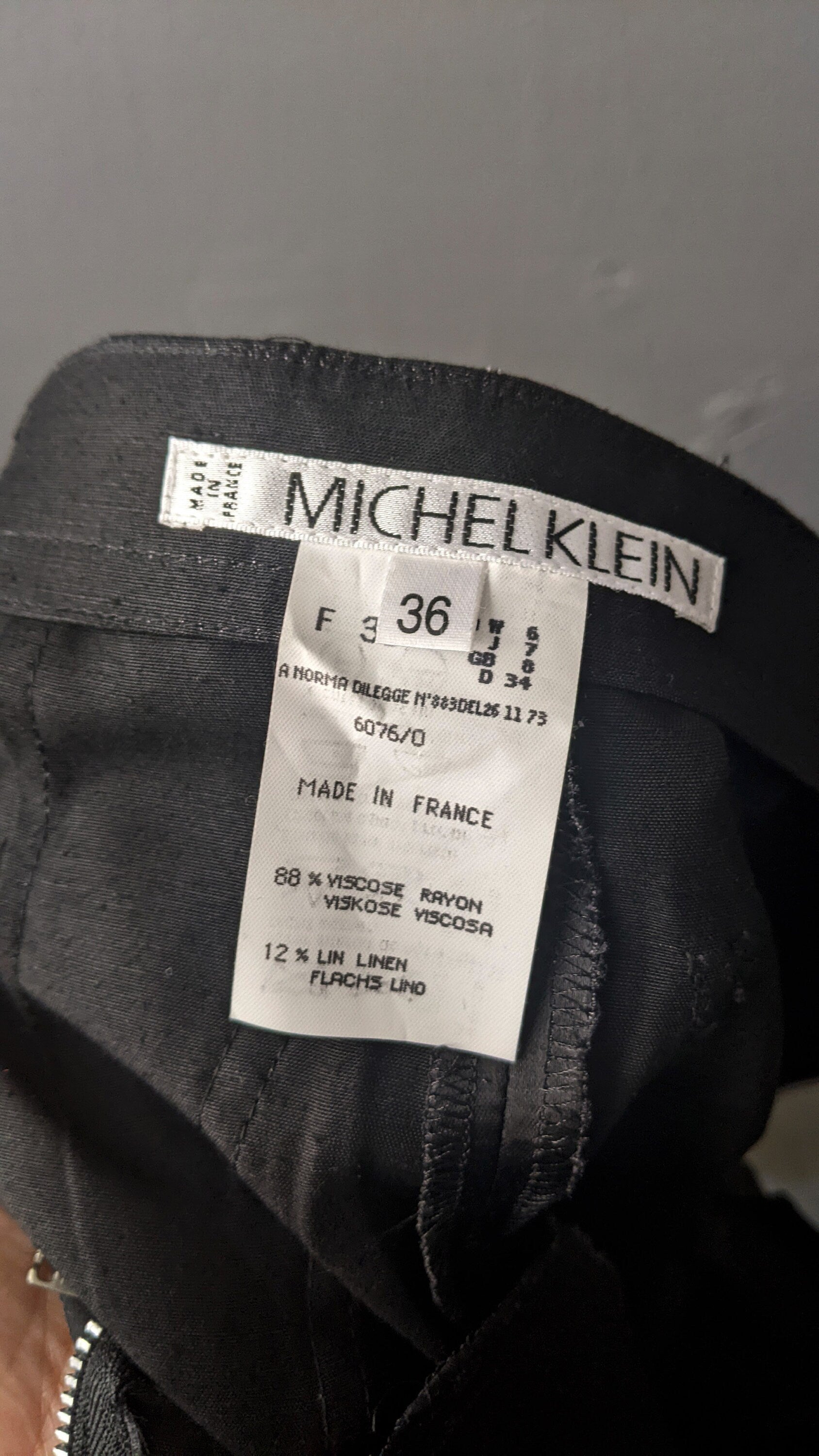 90s Black Satin Capri Trousers by Michel Klein, Size Petite