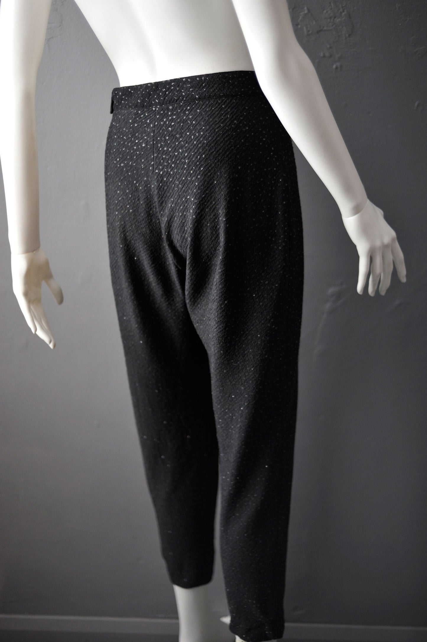 90s Sparkly Sequin Cropped Trousers by Lesvil, Tapered Fit, Size Small