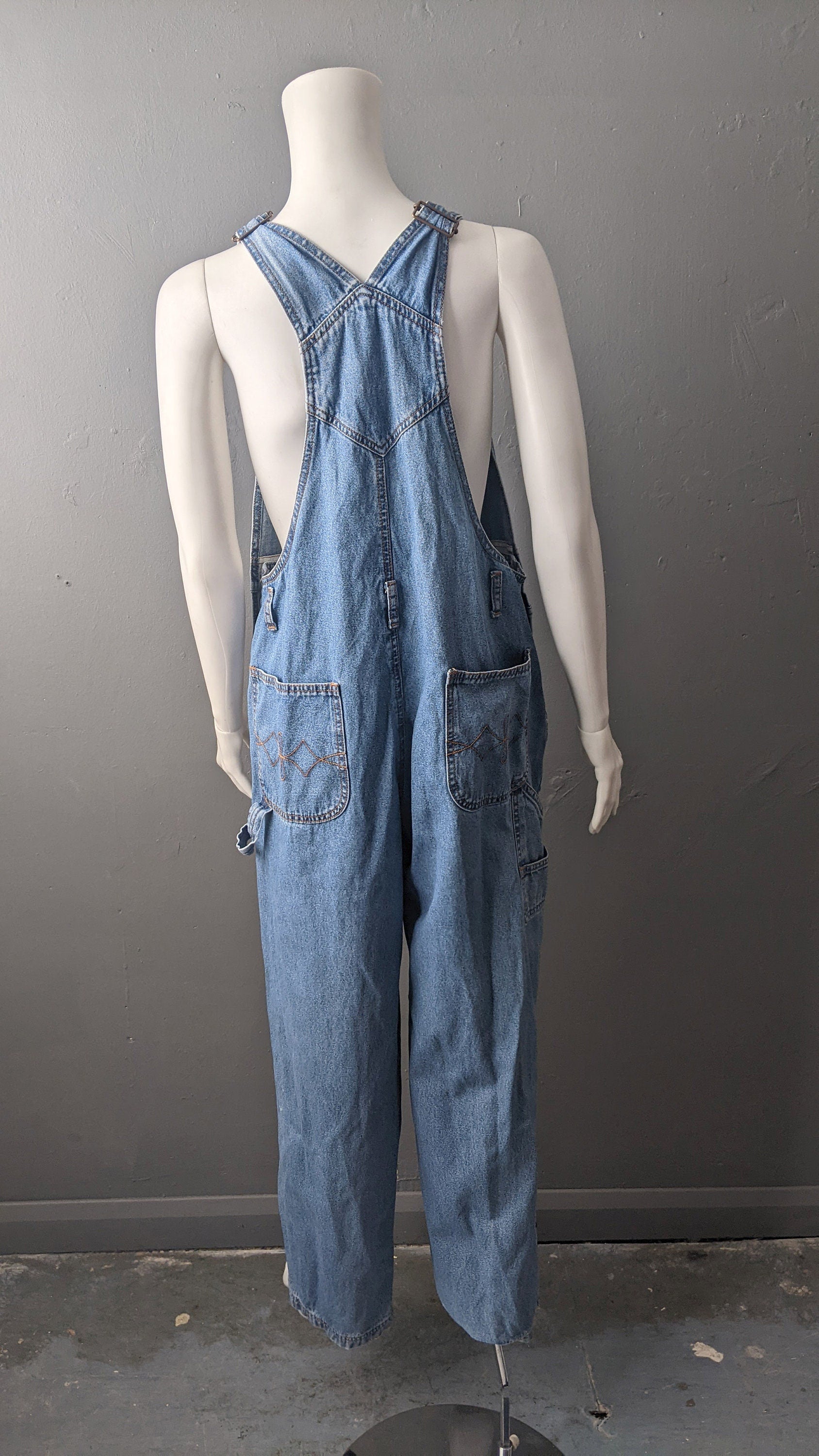 90s Route 66 Dungarees, Stonewash Denim Workwear Bib Overalls, 39 waist