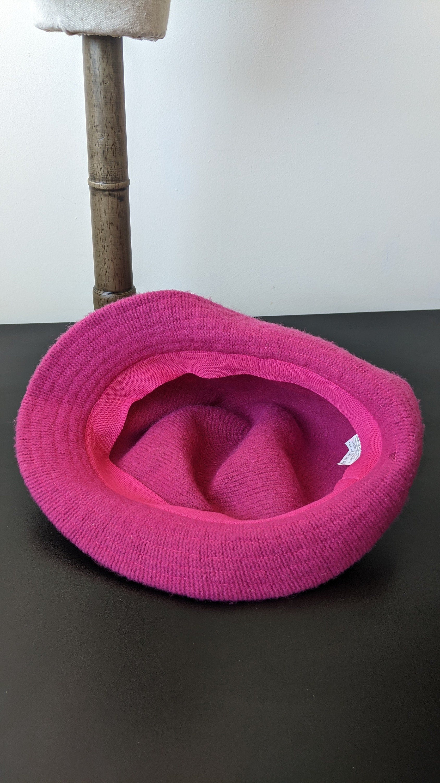 90s Fluffy Wool Fedora Hat, Bright Pink Headwear, Size Medium