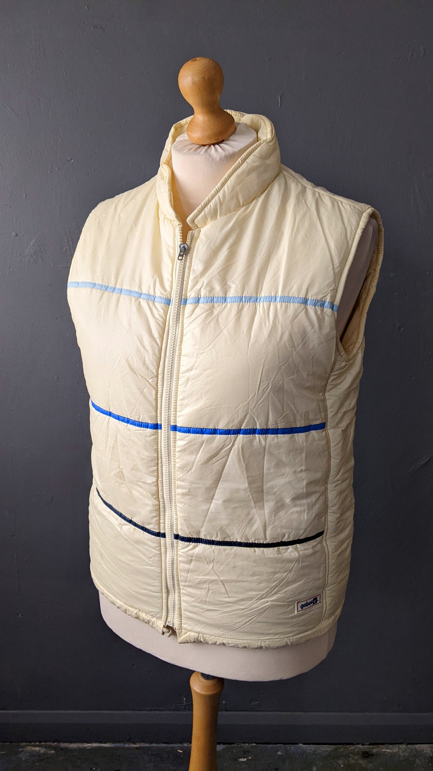 70s Padded Ski Vest, Gilet Bodywarmer by Gabor, Size Medium