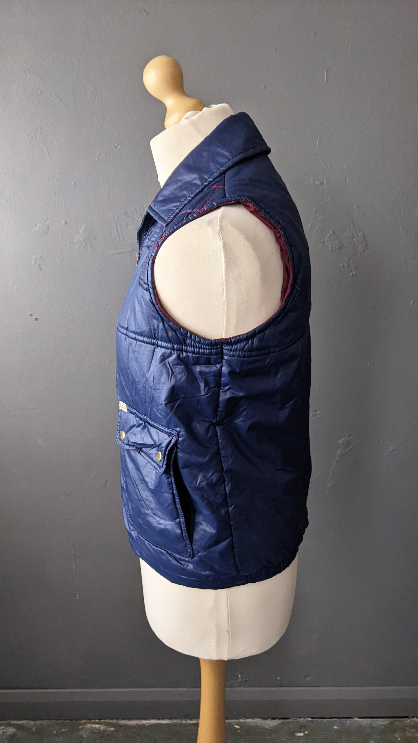 80s Dark Blue Padded Bodywarmer by Linea Gatsby, Size Small Medium