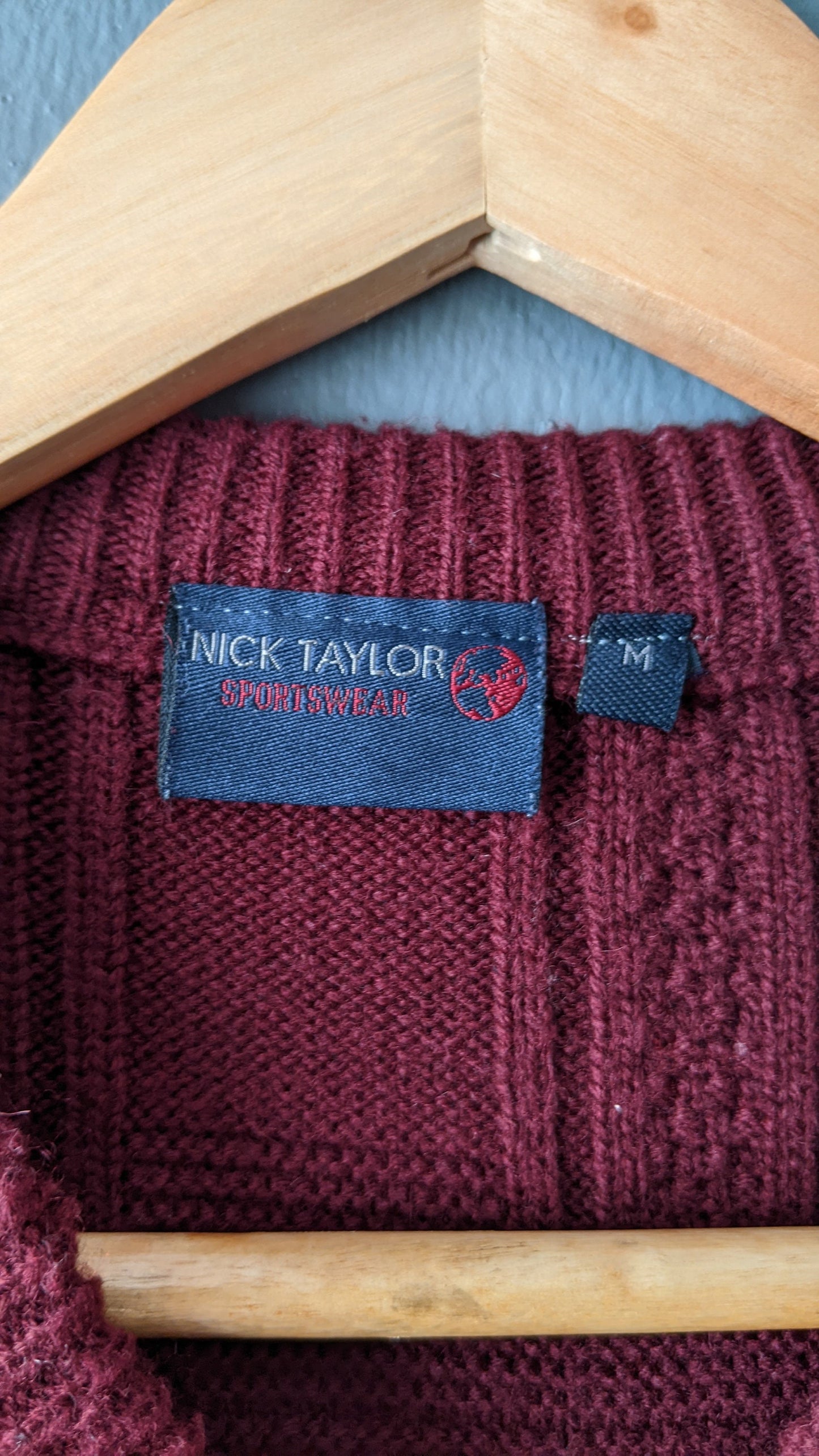 Mens 80s Wine Red Knit Tank Top by Nick Taylor, V Neck Wool Vest, Size Medium 44 Chest