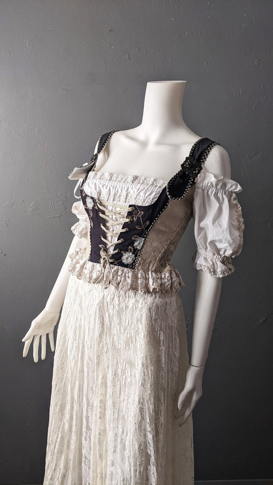 Linen Dirndl Corsage by Landhaus C&A Naturally, Trachtenmieder, German Folk Costume, Size Small