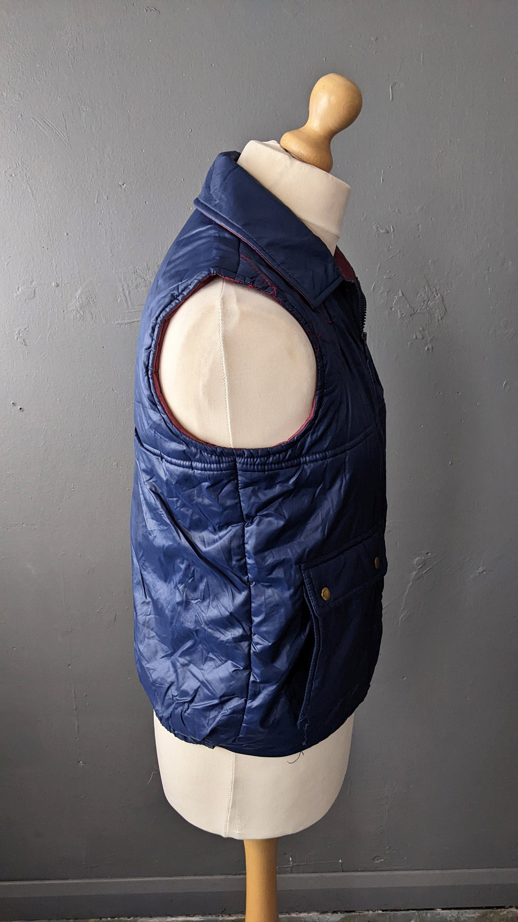 80s Dark Blue Padded Bodywarmer by Linea Gatsby, Size Small Medium