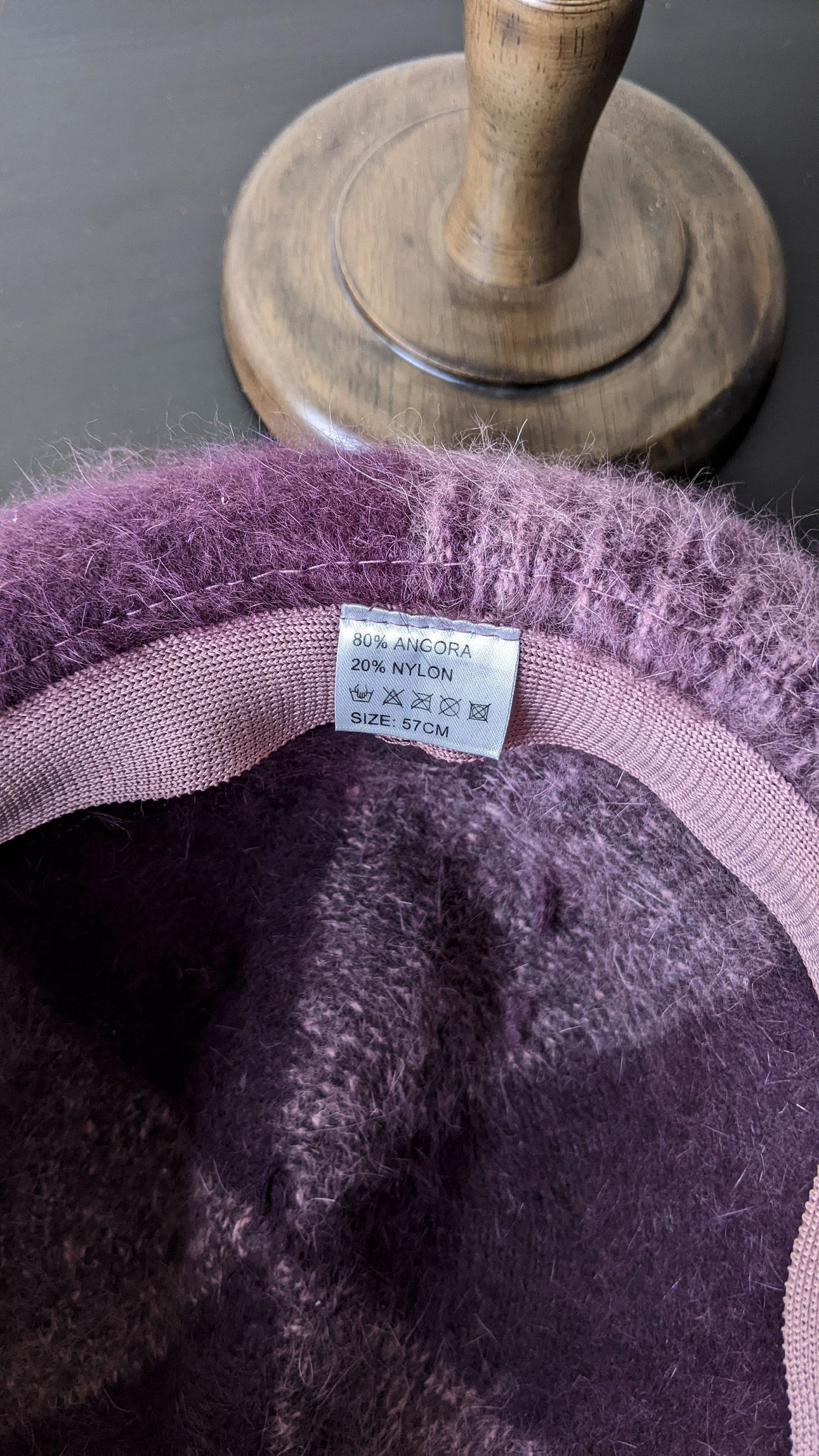 90s Fluffy Angora Fedora Hat, Purple and Lilac Headwear, Size Medium