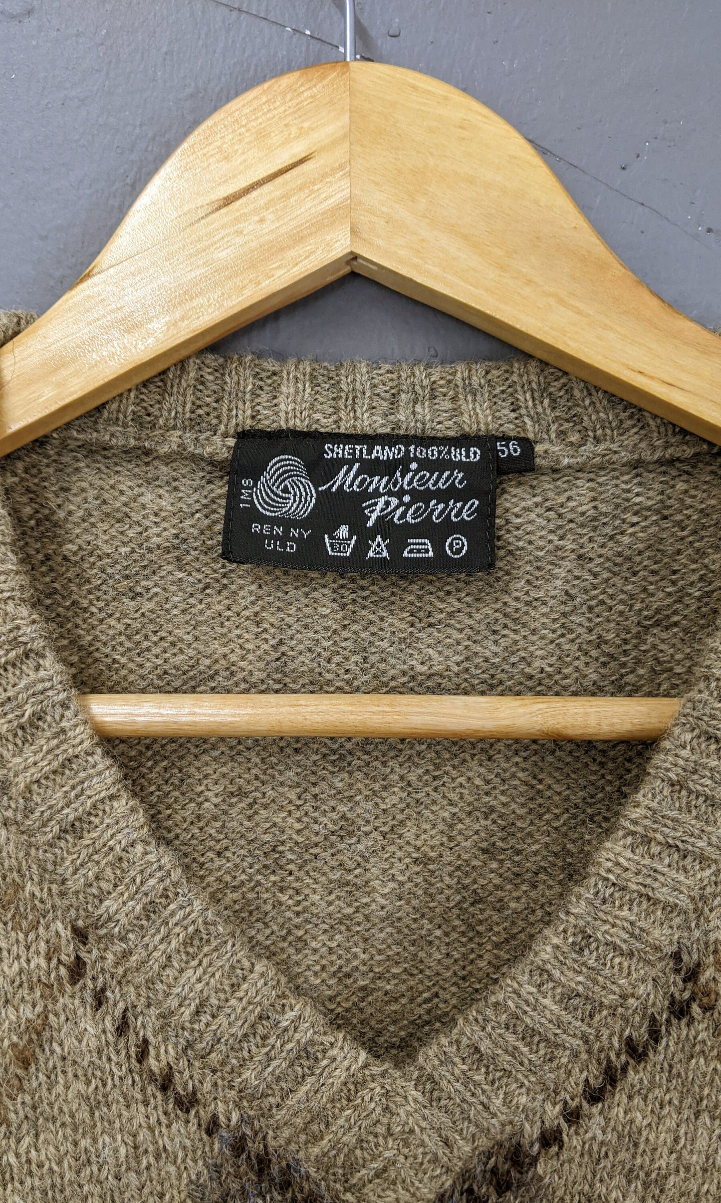 70s Shetland Wool Argyle Jumper, Monsieur Pierre Knitwear, Chest 44 46