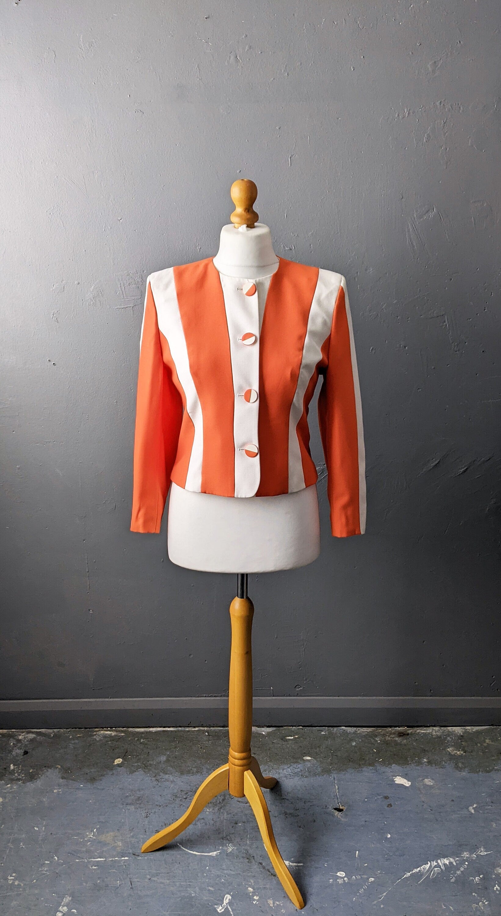 90s Bold Orange Jacket by Jacques Vert, Colourful Fitted Dress Blazer, Size Medium