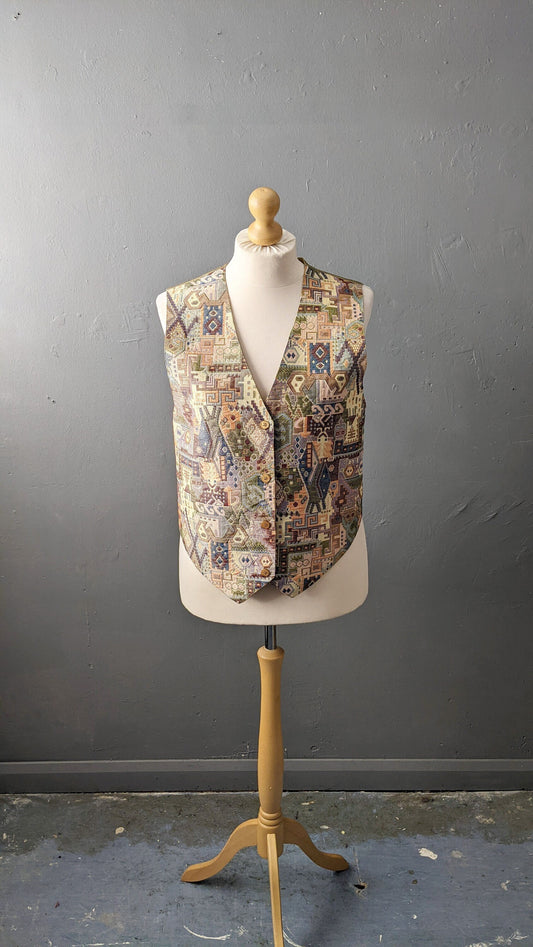 90s Tapestry Waistcoat by Yessica, Southwestern Vest, Size Large