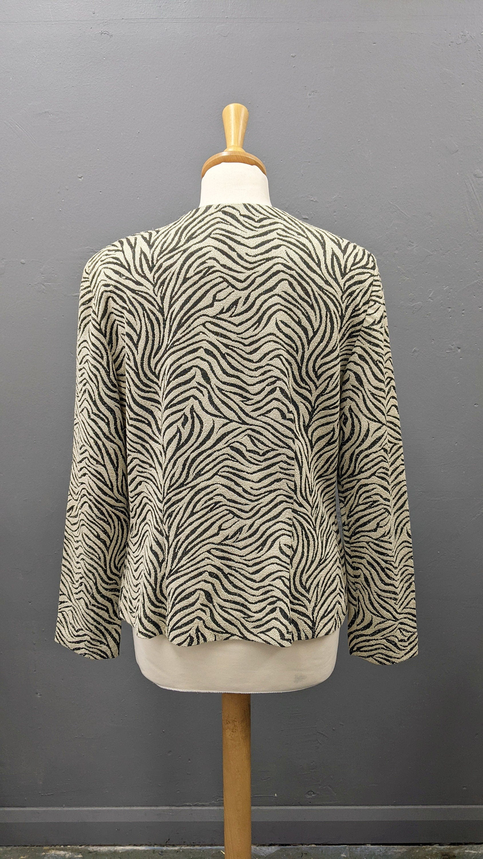 80s Animal Stripes Jacket by Leslie Fay, Lightweight Summer Office Wear, Size Medium