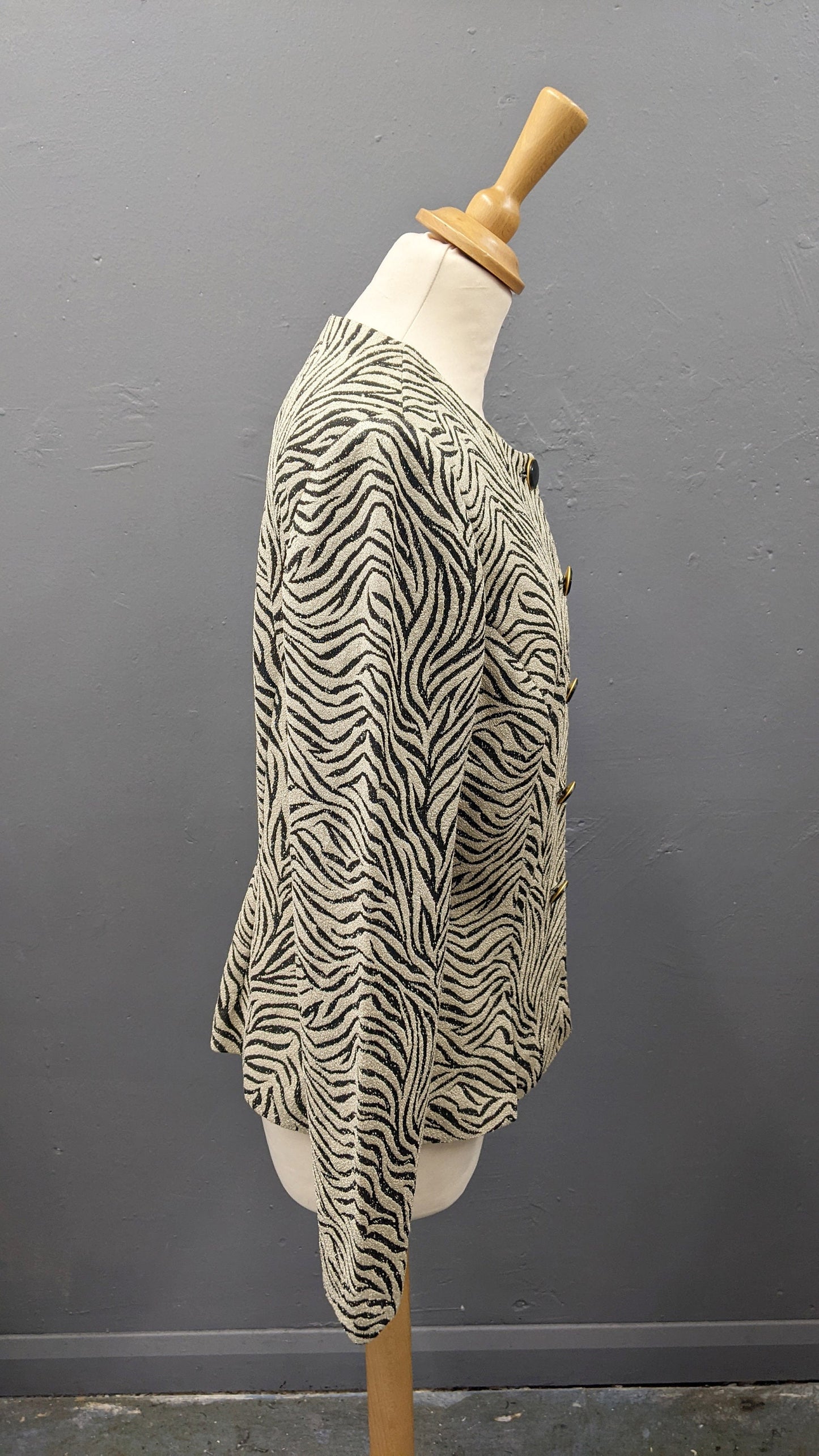 80s Animal Stripes Jacket by Leslie Fay, Lightweight Summer Office Wear, Size Medium