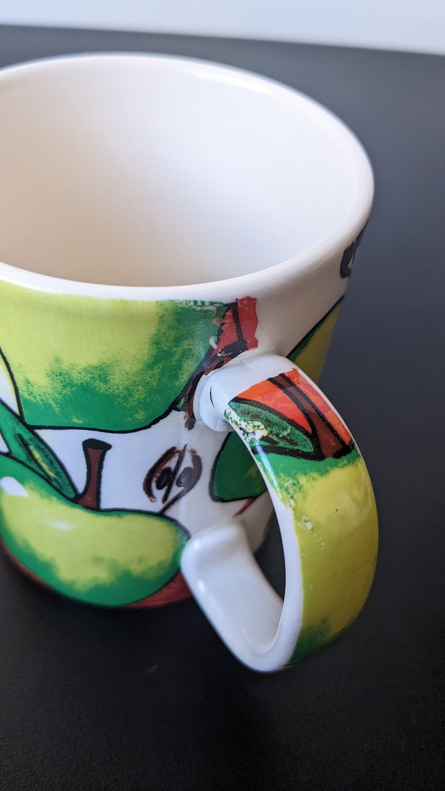 90s Colourful Apples Teapot and Tea Mugs by Cardew Designs, British Studio Pottery