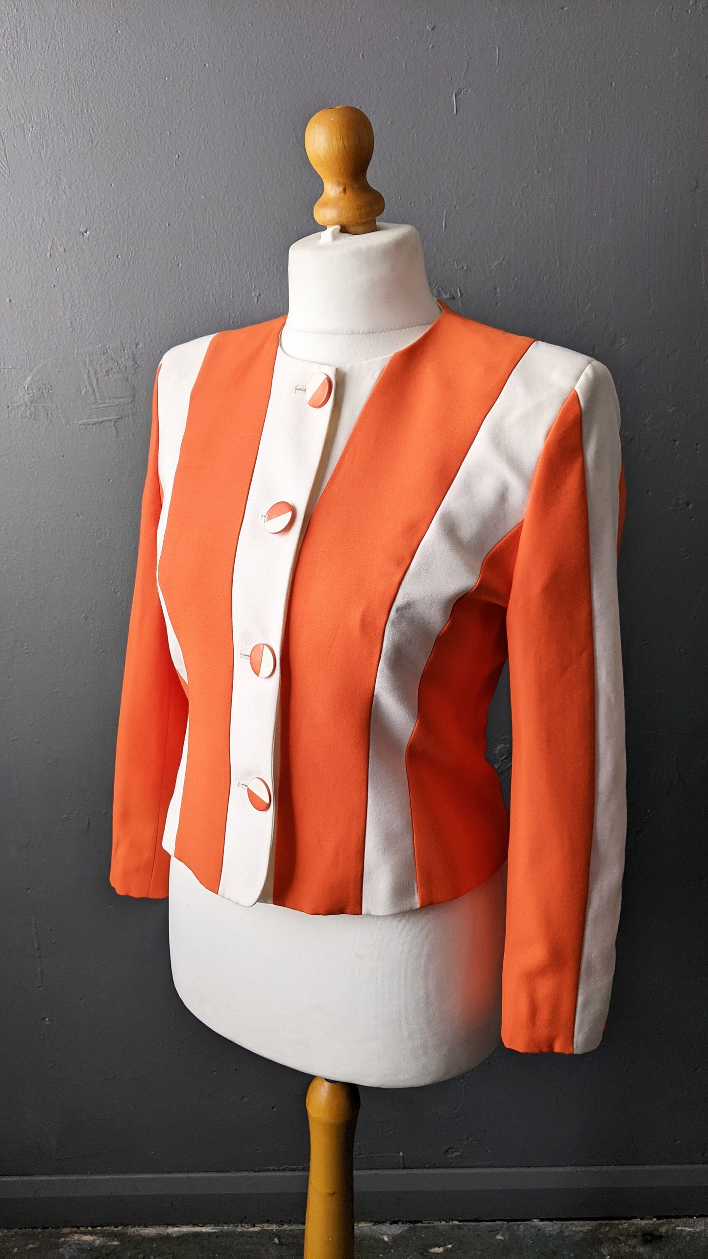 90s Bold Orange Jacket by Jacques Vert, Colourful Fitted Dress Blazer, Size Medium