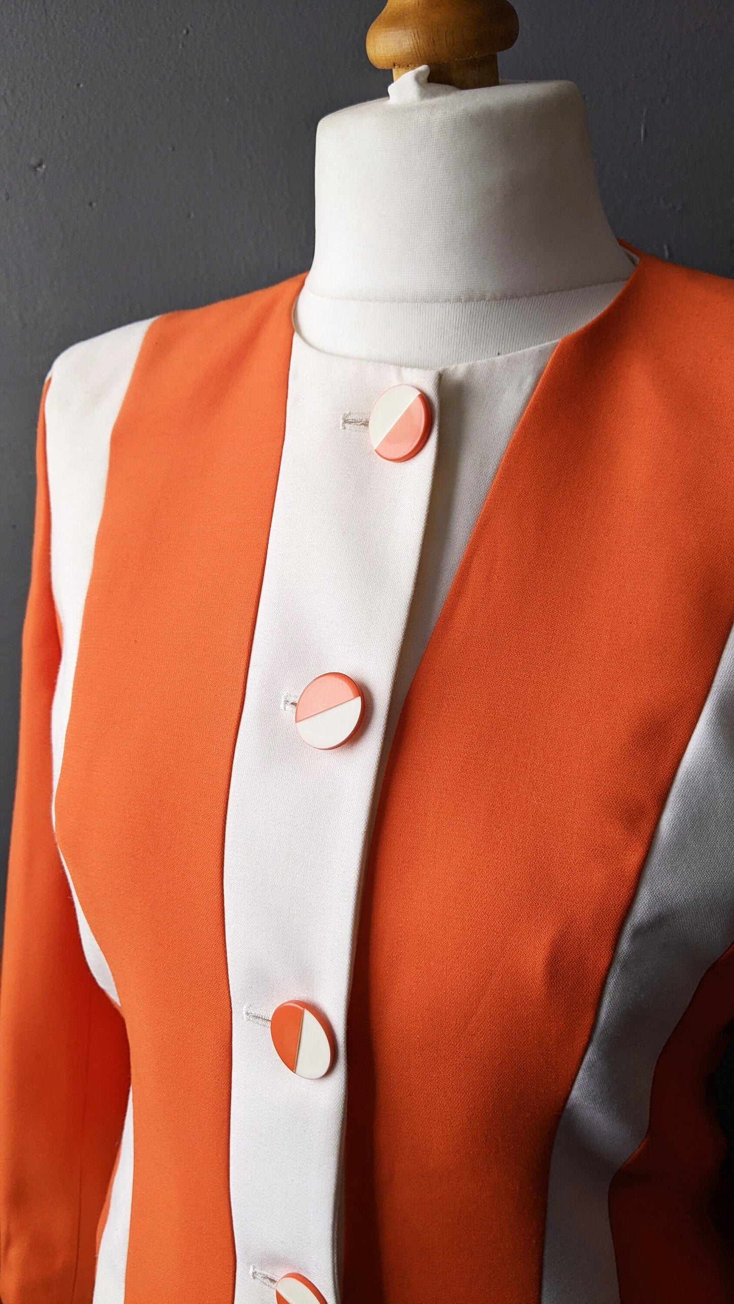 90s Bold Orange Jacket by Jacques Vert, Colourful Fitted Dress Blazer, Size Medium