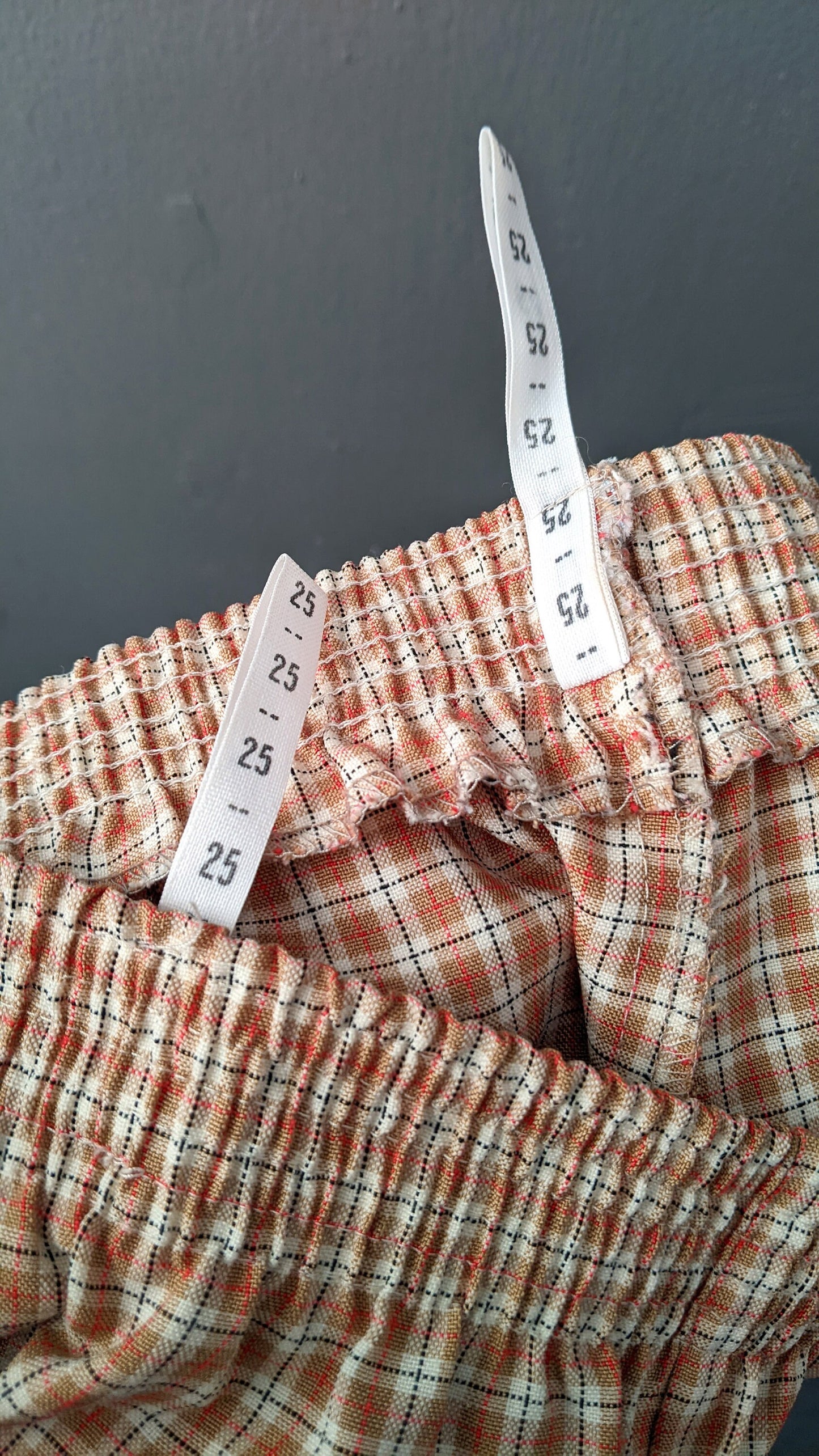 90s Peach Check Summer Trousers, Size Large XL