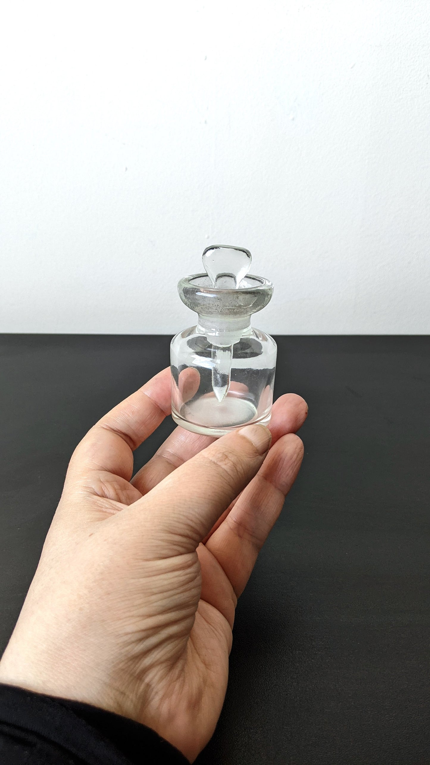 1920s Apothecary Dropper Bottle, Clear Glass Pharmacy Storage