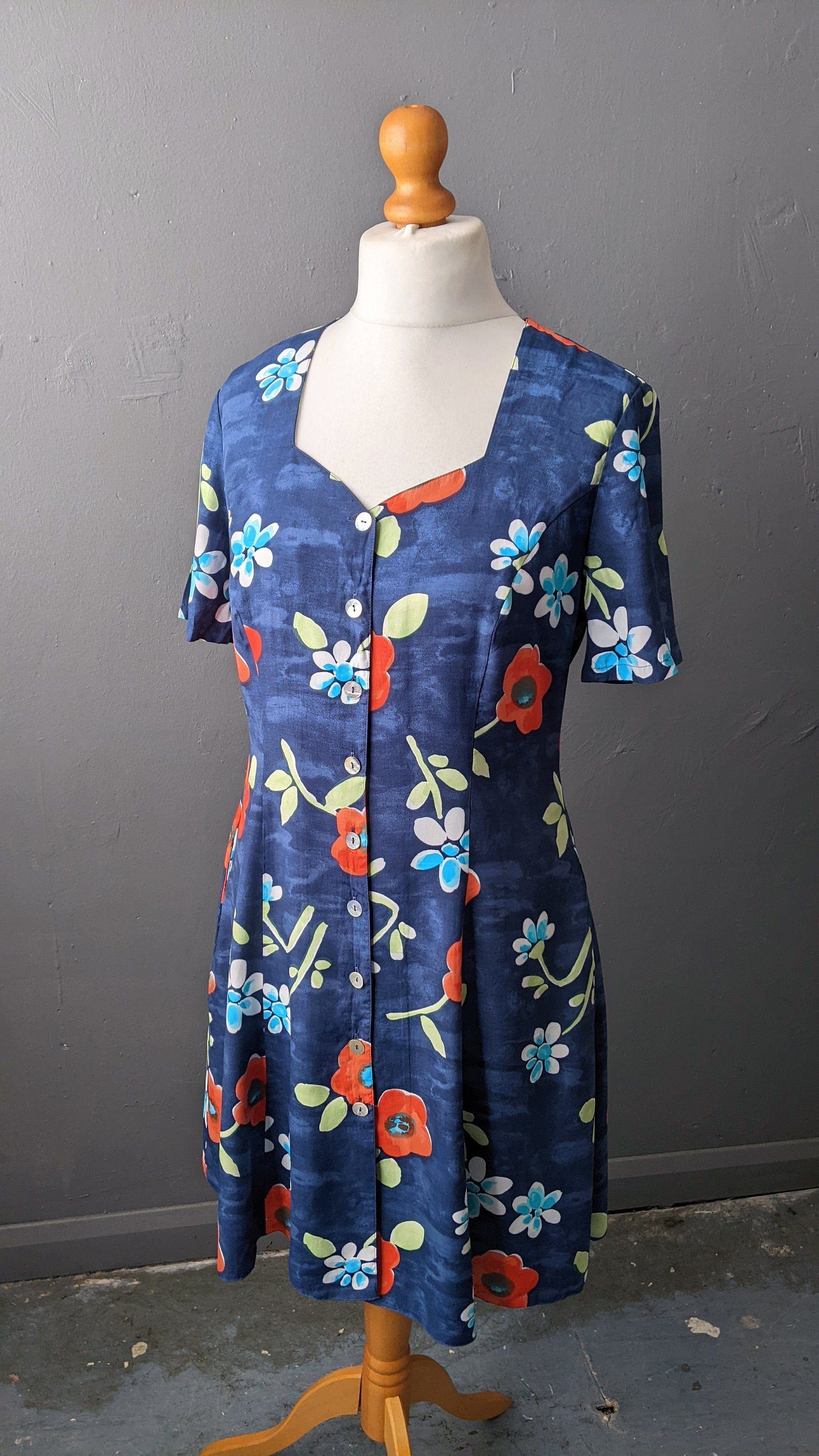 90s Poppies Sundress, Button Front Dress, Size Medium