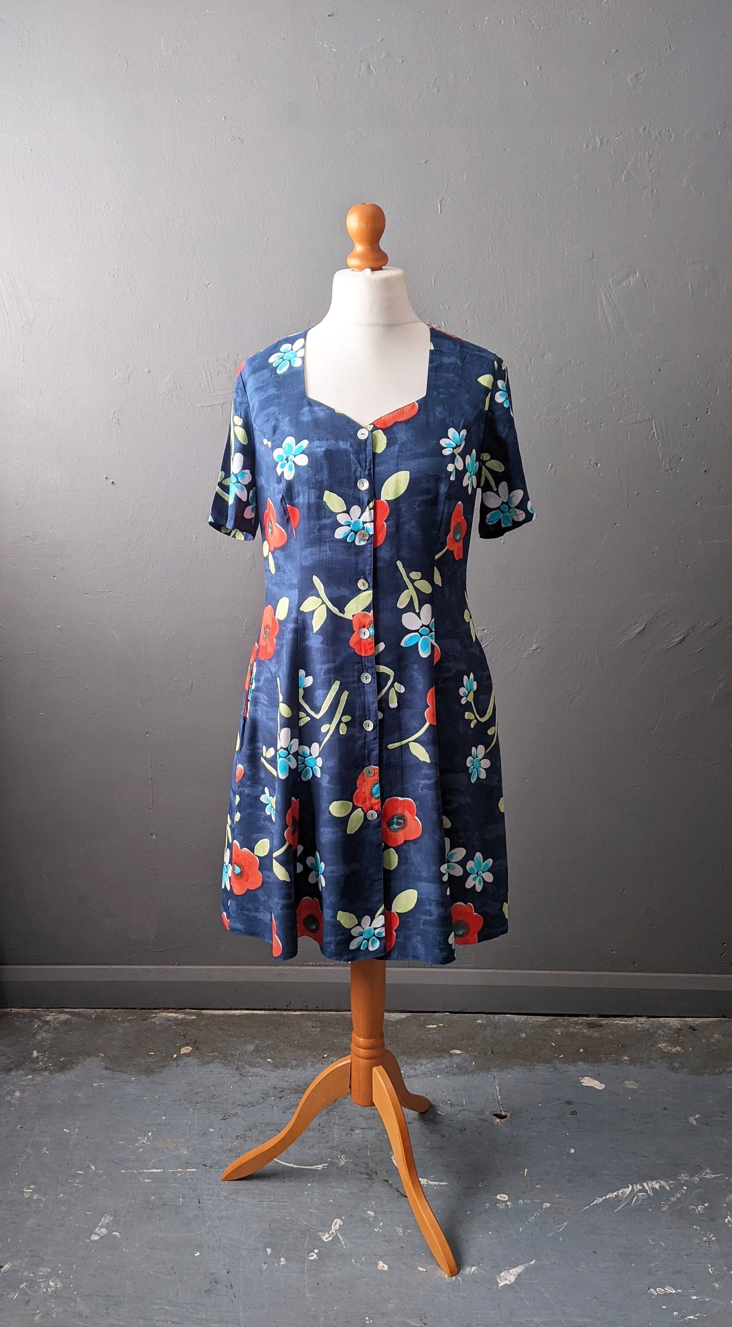 90s Poppies Sundress, Button Front Dress, Size Medium