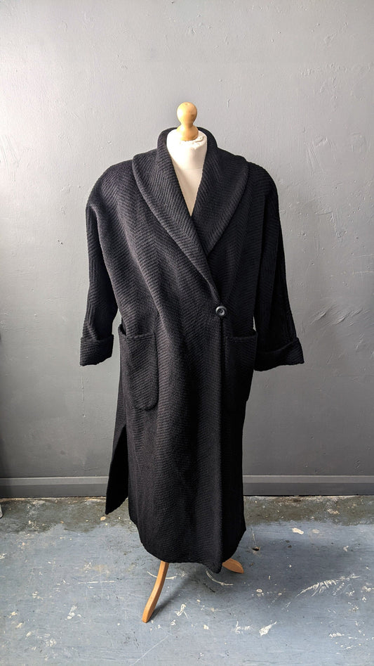 80s Long Mohair Wool Coat by Ajatar, Heavy Winter Car Coat, Large to Plus Size