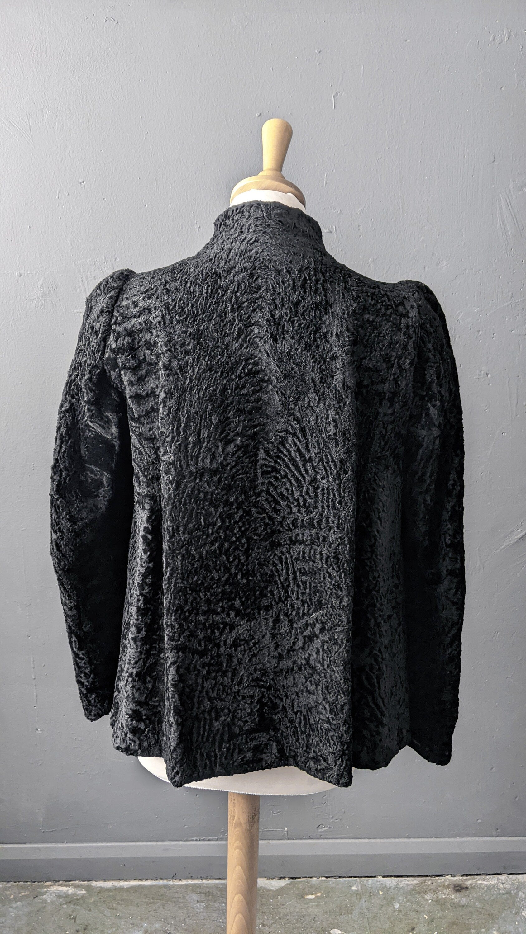 1940s Astrakhan Fur Coat, Vintage Persian Lamb Jacket, Size Small Medium