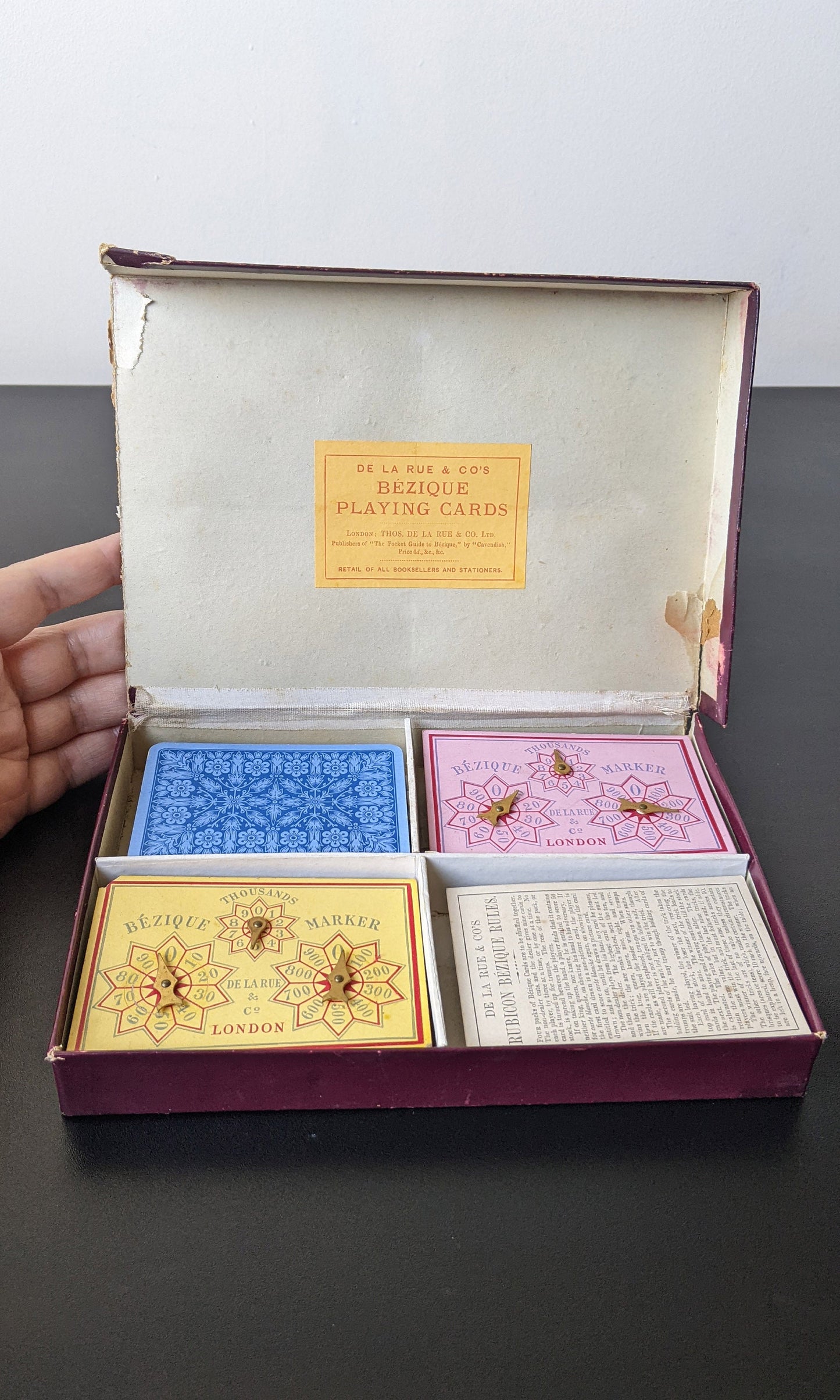 Antique Rubicon Bezique Card Game by De La Rue, 1890s Edition