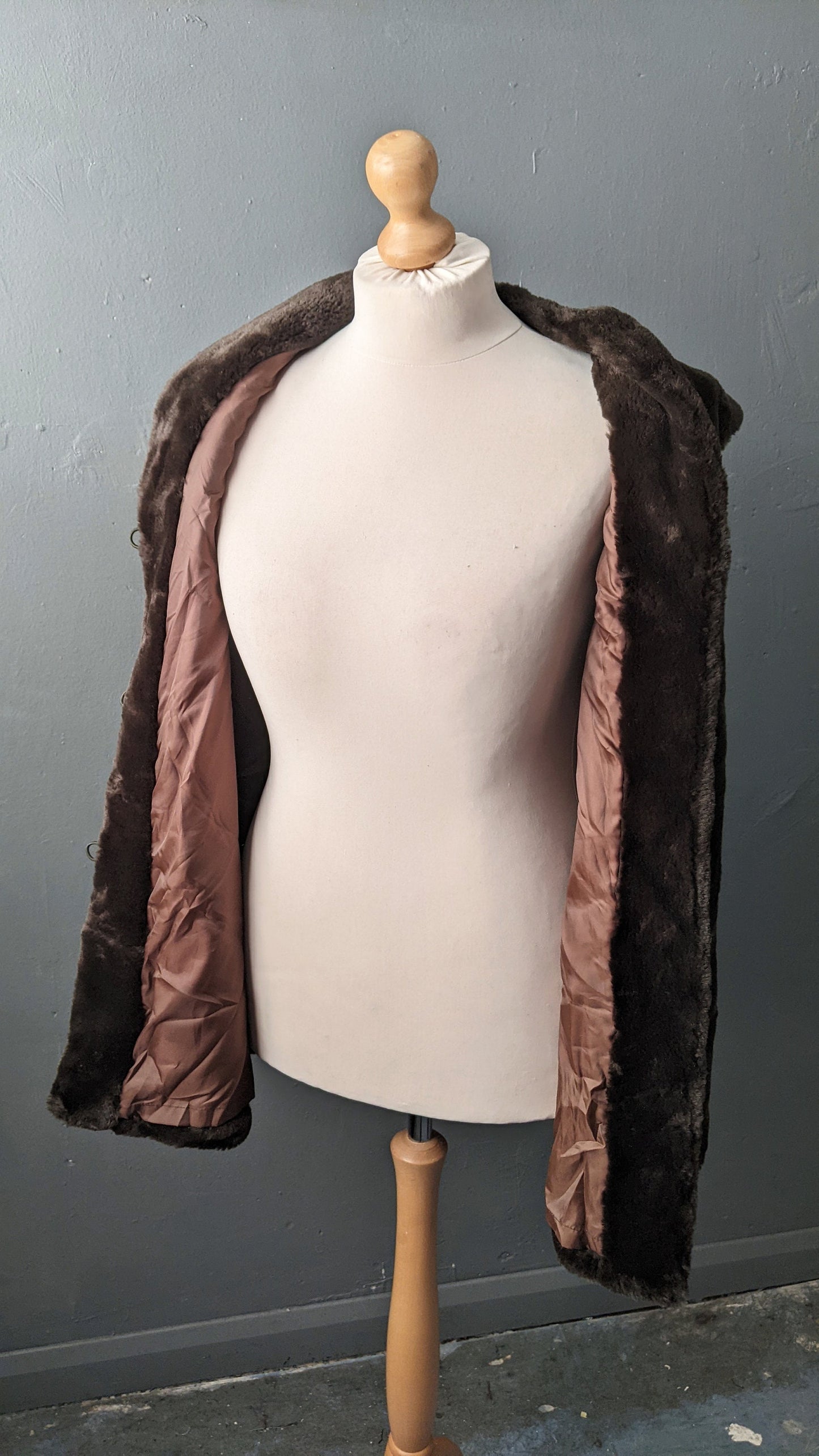 80s Dark Brown Faux Fur Gilet by Canda C&A, Size Medium Large