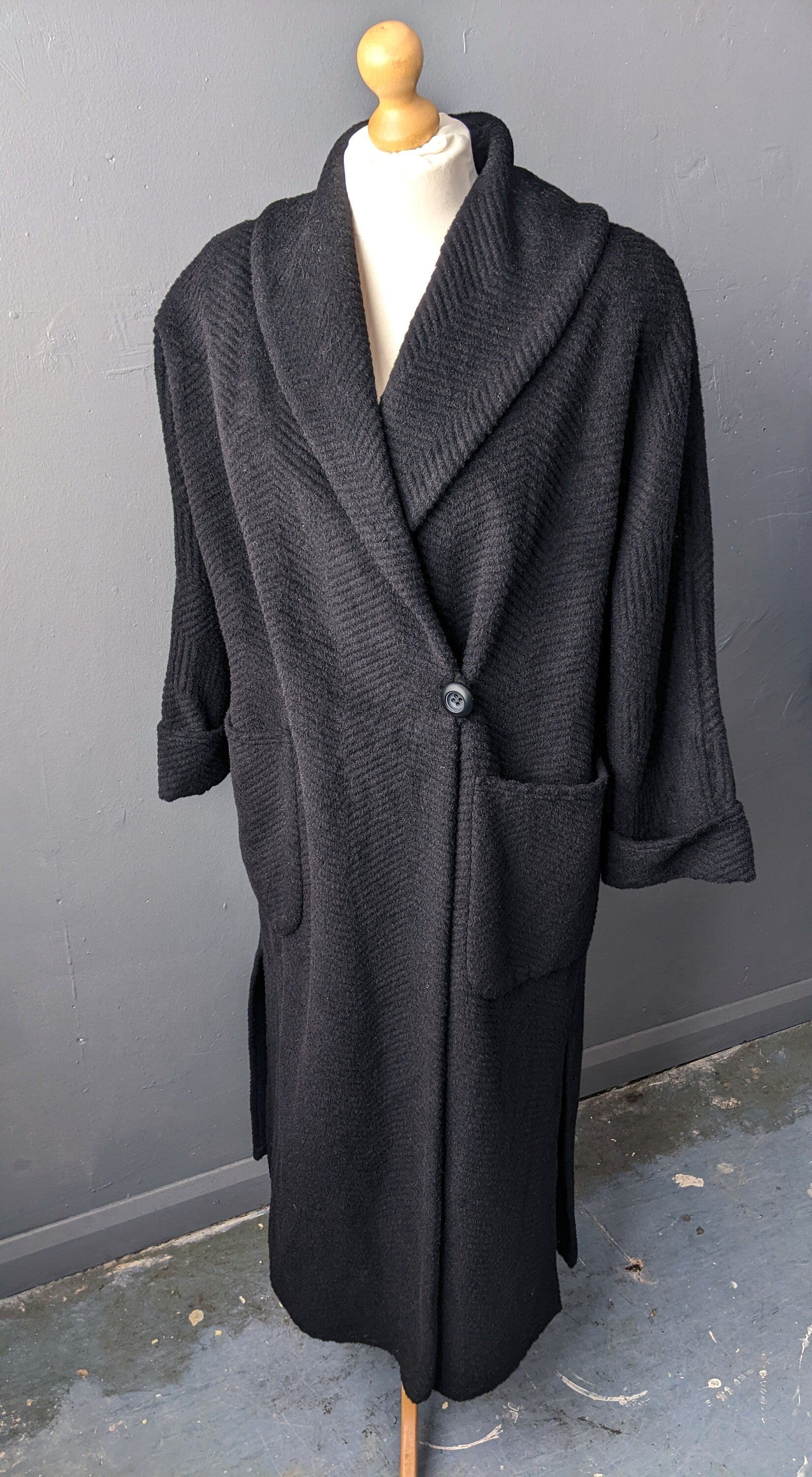 80s Long Mohair Wool Coat by Ajatar Heavy Winter Car Coat Large to Plus Size