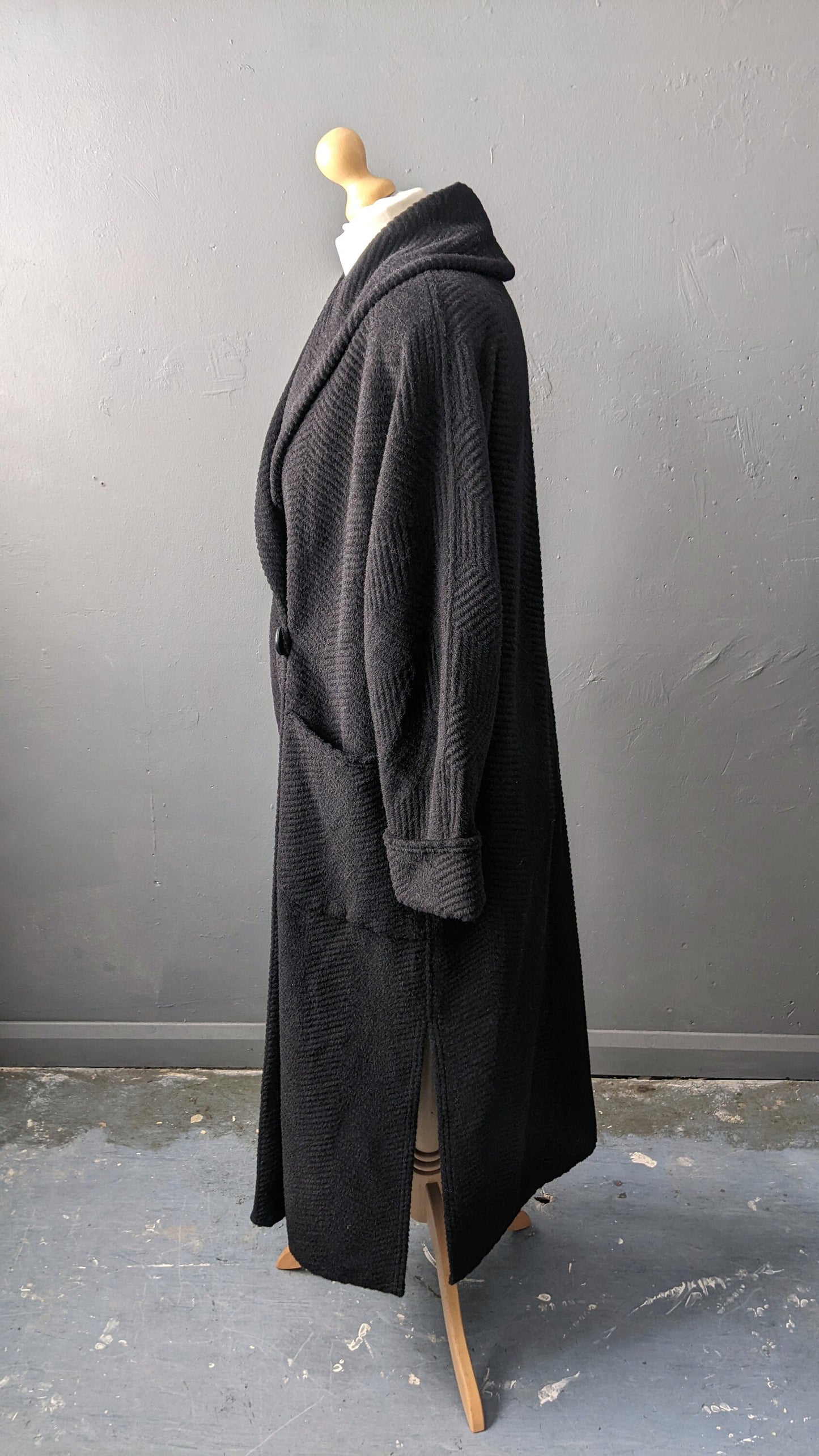 80s Long Mohair Wool Coat by Ajatar, Heavy Winter Car Coat, Large to Plus Size