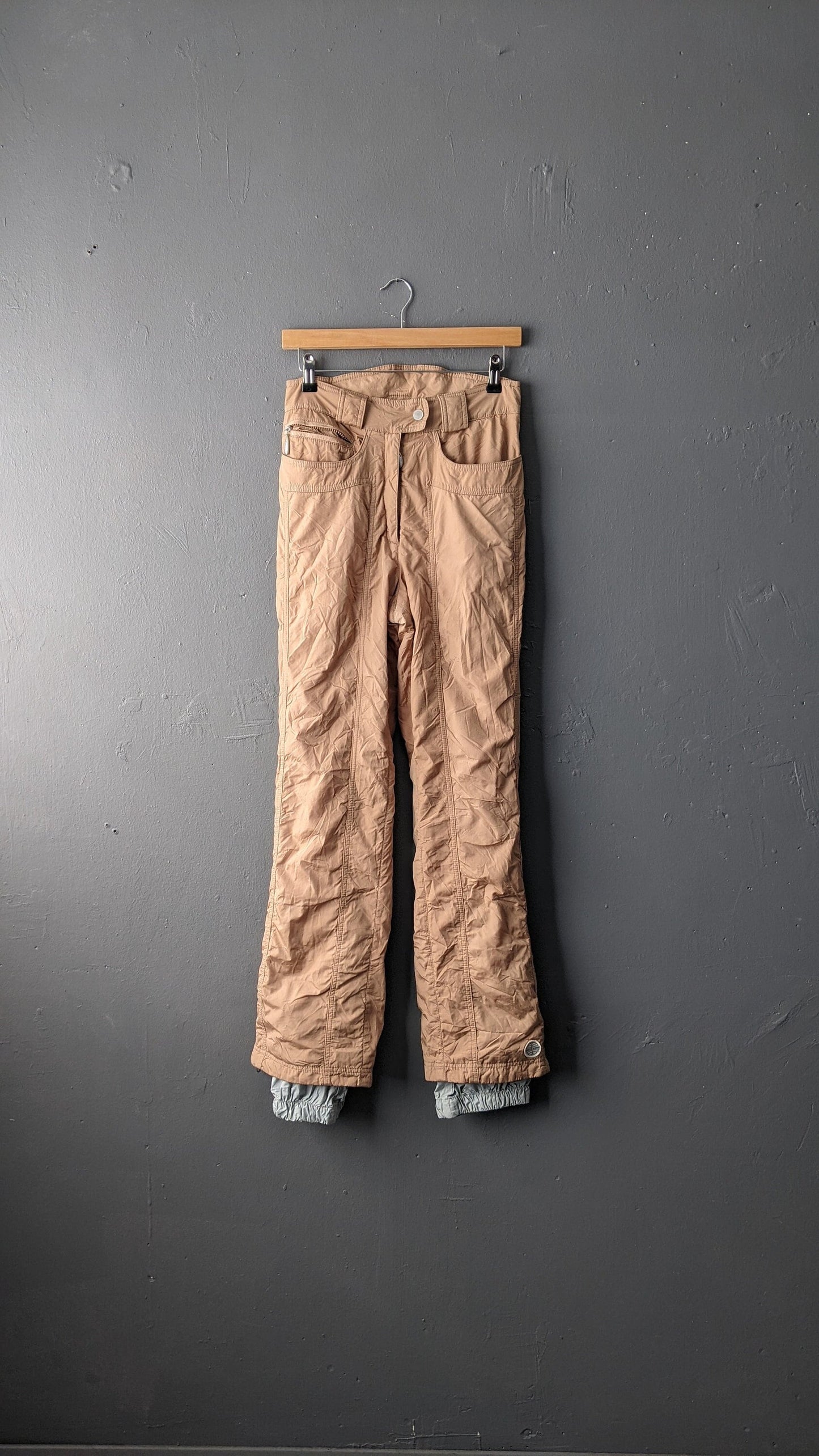 Vintage 90s Ski Trousers by Icelander, Caramel Snow Suit Pants, Retro Winter Sports, Size Small