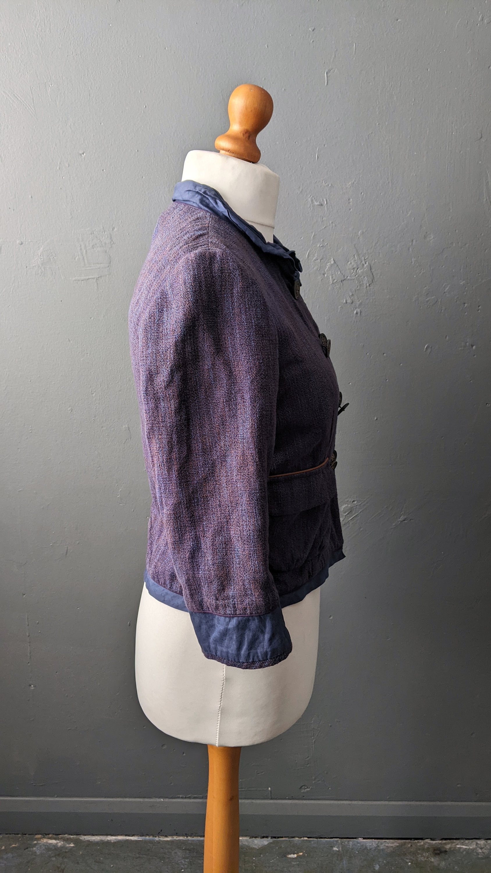 90s Cotton Linen Jacket, Lagenlook Short Coat, Size Medium