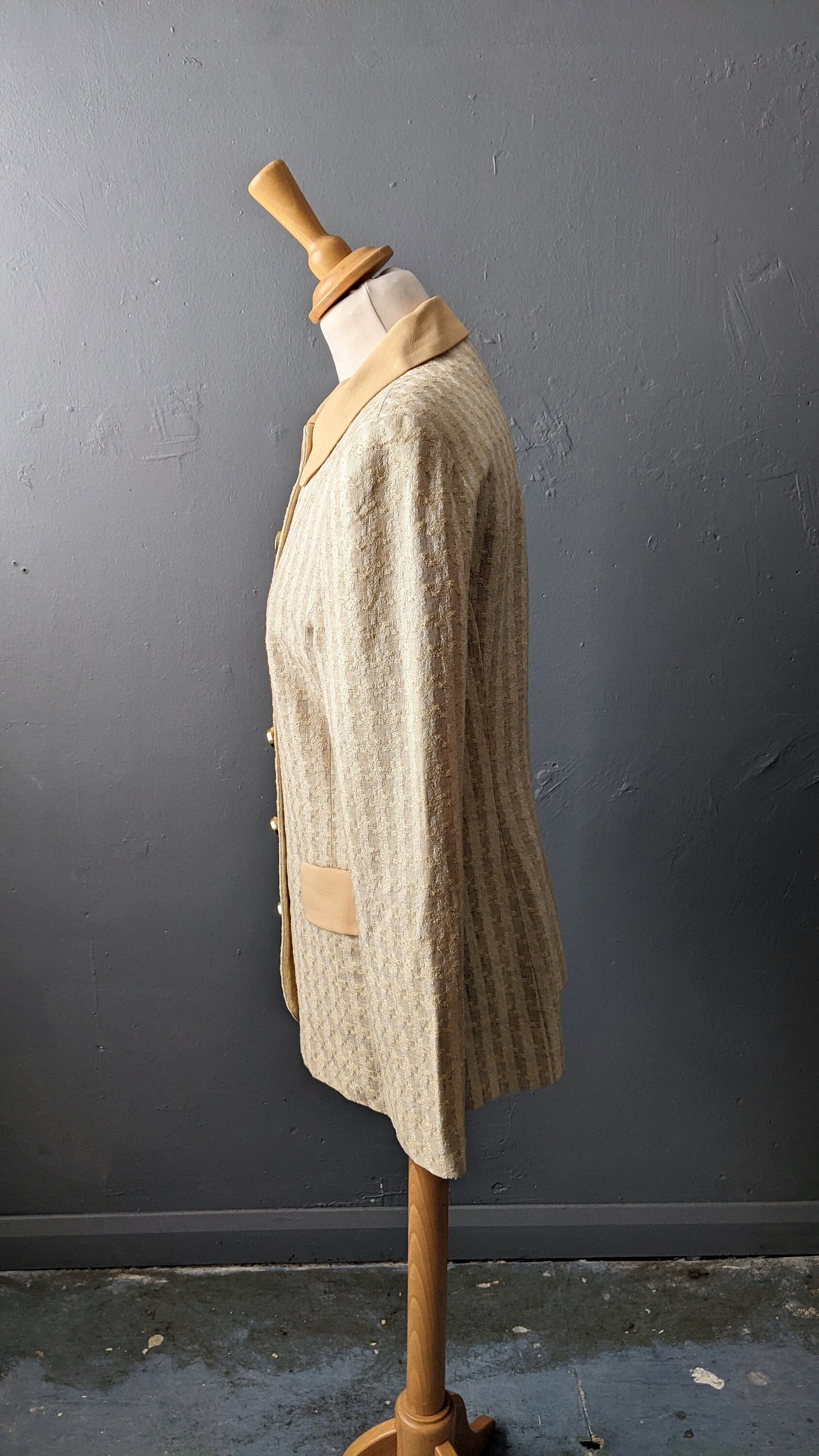 90s Pastel Yellow Blazer, Linen Cotton Long Summer Jacket, Size Small