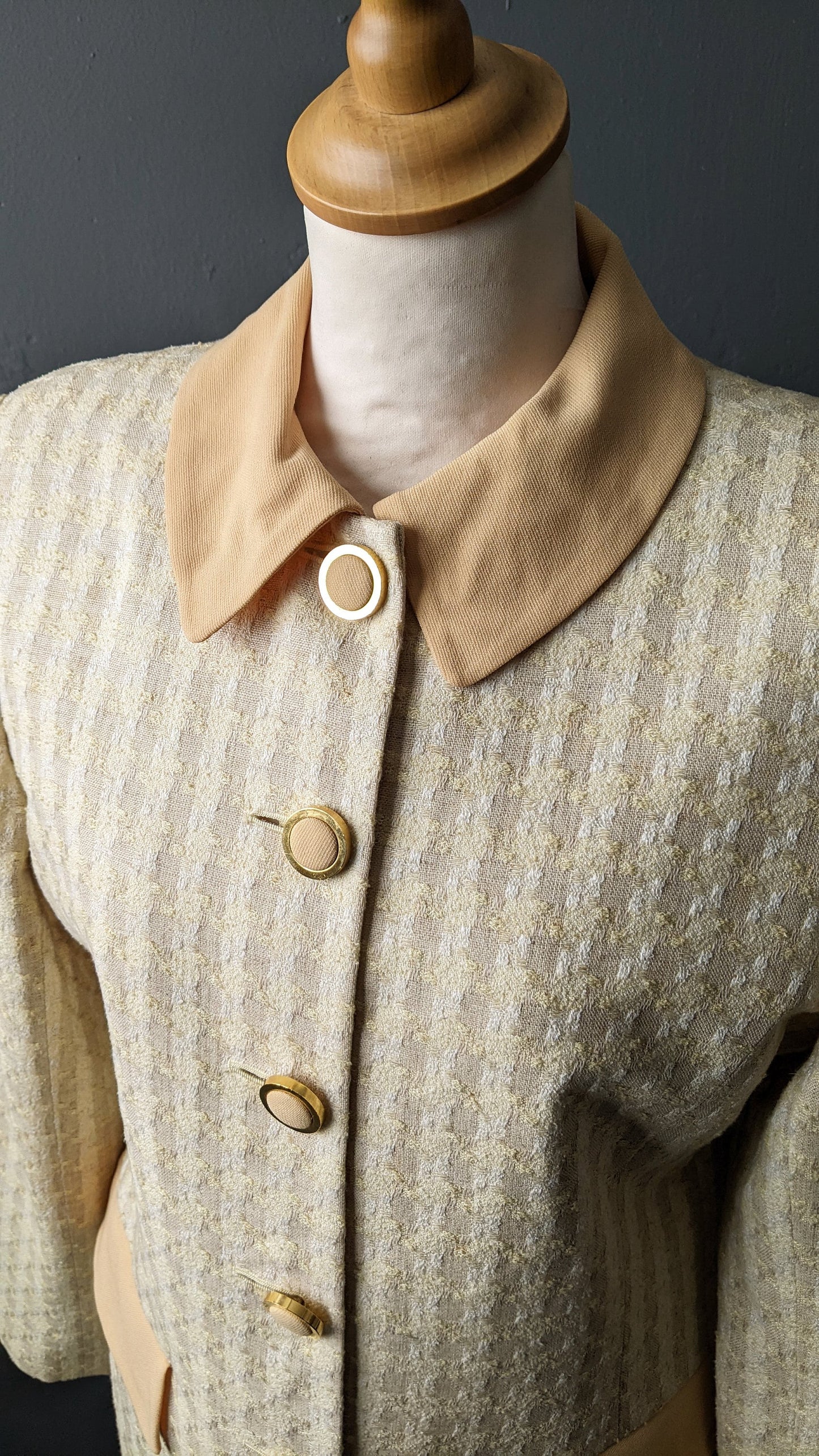 90s Pastel Yellow Blazer, Linen Cotton Long Summer Jacket, Size Small